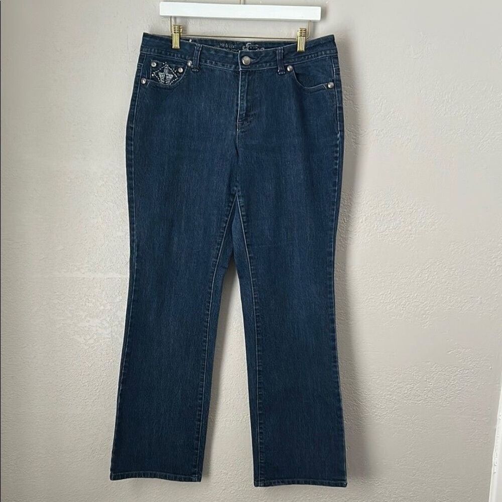 Style & Co Size 12 Embellished Pocket Bootcut Denim Jeans